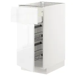 IKEA METOD / MAXIMERA(194.547.22) stj шафа / корзина др / ящик / двері, білий / Voxtorp глянцевий / білий