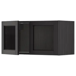 IKEA METOD(794.682.31) навісна шафа / 2 скляні двері, чорний/Lerhyttan чорний тонований