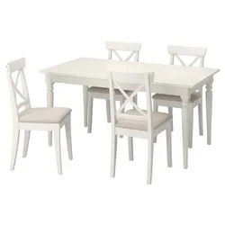 IKEA INGATORP / INGOLF(193.886.85) стол и 4 стула, белый / бежевый Халларп