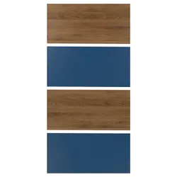 IKEA MEHAMN(806.057.60) 4 панелі для розсувної дверної рами, горіх/синій