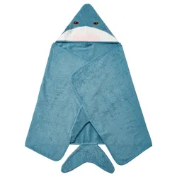 IKEA BLÅVINGAD(905.284.41) полотенце с капюшоном, в форме акулы/серо-голубой
