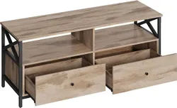 Подставка под телевизор VASAGLE до 55 дюймов, с 2 ящиками, 40 x 120 x 50 см | Стол, низкая тарелка, 2 открытых отделения, для