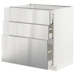 IKEA METOD / MAXIMERA (193.299.07) стоячий шкаф с 3 ящиками, белый / варста нержавеющая сталь