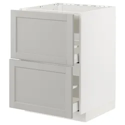 IKEA METOD / MAXIMERA(494.777.79) стояча шафа / витяжка з ящиками, білий / Lerhyttan світло-сірий