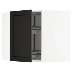 IKEA METOD(292.575.80) угловой навесной шкаф с каруселью, белый/лерхиттан черная морилка