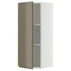 IKEA METOD(495.773.02) настенный шкаф с полками, белый/voxtorp Gloss Dark -Brown