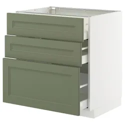 IKEA METOD / MAXIMERA(195.176.54) Шкаф, стоящий с 3 ящиками, Biały/Axstad Greya -green