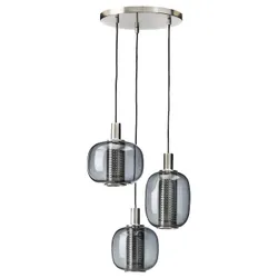 IKEA HÖGVIND (504.929.29) подвесная лампа / 3 лампы, никелированный / серое стекло