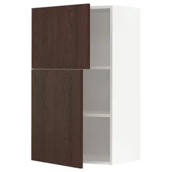 IKEA METOD(294.701.61) навісна шафа з полицями / 2 двер, білий/Сінарп коричневий