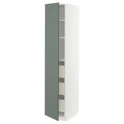 IKEA METOD / MAXIMERA(493.598.89) высокий шкаф с ящиками, белый/бодарп серо-зеленый