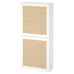 IKEA BESTÅ(394.219.81) навісна шафа/2 двер, білий Studsviken/біла плетена тополя