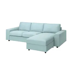 IKEA VIMLE(294.014.55) 3-местный диван с козеткой, с широкими подлокотниками / Saxemara голубой