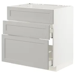 IKEA METOD / MAXIMERA(393.356.29) стояча шафа / витяжка з ящиками, білий/Lerhyttan світло-сірий