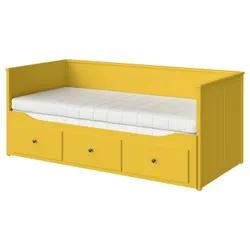 IKEA HEMNES(995.598.62) Кушетка с 3 ящиками, 2 матрасами., желтый/Åfjäll средней твердости