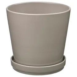 IKEA KLOTLÖNN(205.840.01) горшок с подставкой, Внутренний/внешний/серый/бежевый