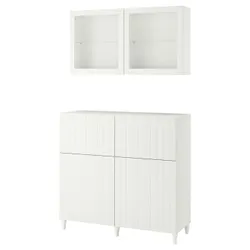 IKEA BESTÅ(594.125.13) комбинация полок с дверцами/ящиками, белый / Суттервикен / Кабарп белый прозрачное стекло