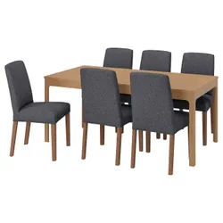 IKEA EKEDALEN / BERGMUND(094.084.86) стол и 6 стульев, имитация. дуб / Gunnared средне-серый