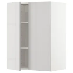 IKEA METOD(094.631.09) навесной шкаф с полками / 2 дверцы, белый / Рингхульт светло-серый