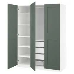 IKEA PAX / GRIMO(395.792.93) Комбинация гардероба, белый/серый -гриен
