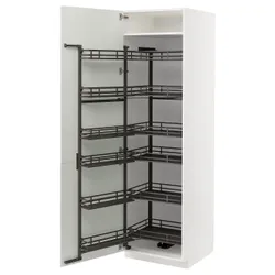 IKEA METOD (994.719.54) высокий шкаф с выдвижной кладовой, белый / кремовый Бодбин