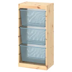 IKEA TROFAST(594.774.82) полка с контейнерами, сосна светлая беленая/серо-голубая