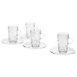 IKEA SÄLLSKAPLIG (504.780.04) чашка и блюдце, прозрачное стекло/узор