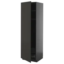 IKEA METOD(095.869.59) Высокий шкаф, полки/корзина, Czarnoszary/Nickebo Matte Anthracite