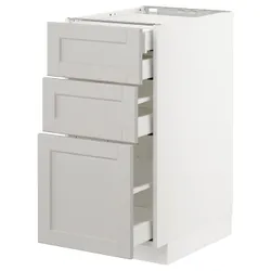 IKEA METOD / MAXIMERA (192.743.11) sz stj 3fr / 2n / wed / w szu, білий / Lerhyttan світло-сірий