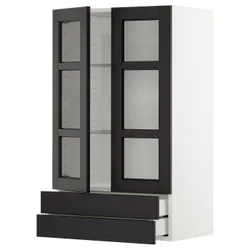 IKEA METOD / MAXIMERA(294.639.43) w w w 2 стеклянные двери / 2 ящика, белый/лерхиттан черная морилка