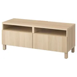 IKEA BESTÅ (493.991.83) Тумба під телевізор з ящиками, ефект білого мореного дуба / Lappviken / ефект білого мореного дуба Stubbarp