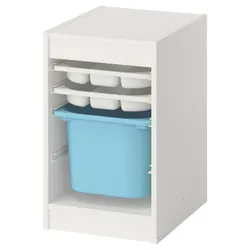 IKEA TROFAST(996.019.84) Полка с контейнером/подносами, Белый белый/светло -голубой