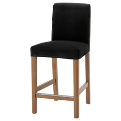 IKEA BERGMUND(593.997.81) Барний стілець зі спинкою, наслідування дуб/Djuparp темно-сірий