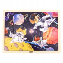 Дерев'яний пазл пазл для дітей 2 років 2+ VIGA SPACE ADVENTURE 24 EL
