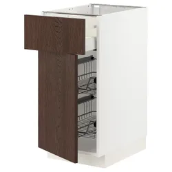 IKEA METOD / MAXIMERA(594.615.32) stj шафа / корзина др / ящик / двері, білий / Сінарп коричневий