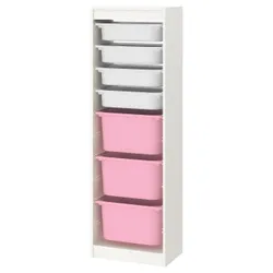 IKEA TROFAST (293.359.03) стелаж з контейнерами, білий/білий рожевий