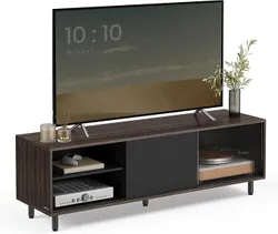 SONGMICS HOME Подставка под телевизор без инструментов, до 60 дюймов, 140 x 39 x 45 см | Супербыстрый монтаж, ребристое стекло,