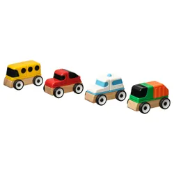 IKEA LILLABO(505.893.61) 4-элементный набор автомобилей, Спортивный автомобиль / школьной автобус.
