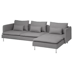 IKEA SÖDERHAMN(595.022.93) 4-місний диван з шезлонгом, Сірий тонер
