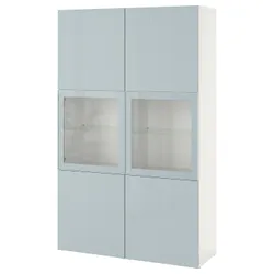IKEA BESTÅ(894.215.68) книжный шкаф/стеклянная дверь, белый Selsviken/глянцевый светло-серый синий