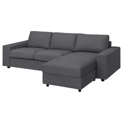 IKEA VIMLE(994.012.92) 3-місний диван з шезлонгом, з широкими підлокітниками Gunnared / середньо сірий