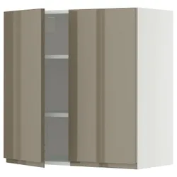 IKEA METOD(795.771.45) настінна шафа з полками/2 двері, білий/Voxtorp Gloss Dark -brown