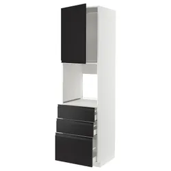 IKEA METOD / MAXIMERA(094.931.87) высокий шкаф/дверь/3 ящика, белый/Upplöv матовый антрацит