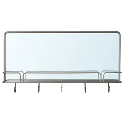 IKEA SYNNERBY  Зеркало с полкой и крючками, серое (904.712.70)