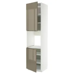 IKEA METOD(795.766.12) Sza St Piek 2 др/половина, белый/voxtorp Gloss Dark -Brown