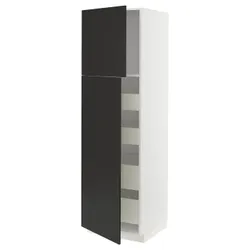 IKEA METOD / MAXIMERA(294.984.81) высокий шкаф с 2 дверцами/4 ящиками, белый/Nickebo матовый антрацит