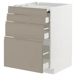 IKEA METOD / MAXIMERA(394.919.93) шкаф с выдвижной столешницей/3 ящика, белый/Upplöv матовый темно-бежевый