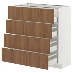 IKEA METOD / MAXIMERA(295.190.54) шафа з 4 фасадами/4 ящиками, білий/Тісторп імітація коричневого горіха