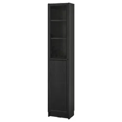 IKEA BILLY / OXBERG(394.833.37) шафа з панельними/скляними дверцятами, чорна імітація дуб
