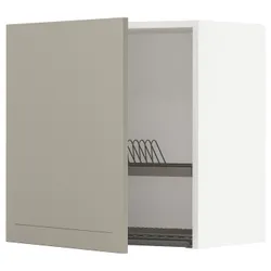 IKEA METOD(994.647.98) навесной шкаф с сушкой для посуды, белый/Стенсунд бежевый