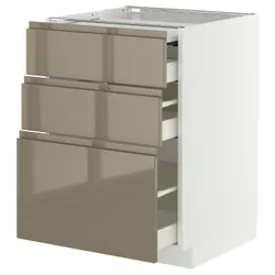 IKEA METOD / MAXIMERA(195.765.87) ST шафа зі висувним верхом/3 -е, білий/Voxtorp Gloss Dark -brown